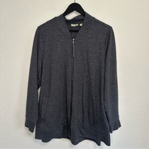 Women’s Logo Lounge Dark Gray Long Sleeve Zip-Up Jacket – Size 1X